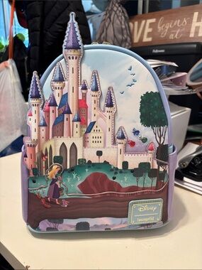 Loungefly Disney Sleeping Beauty Castle Mini Backpack - Lavender & Pastel Blue